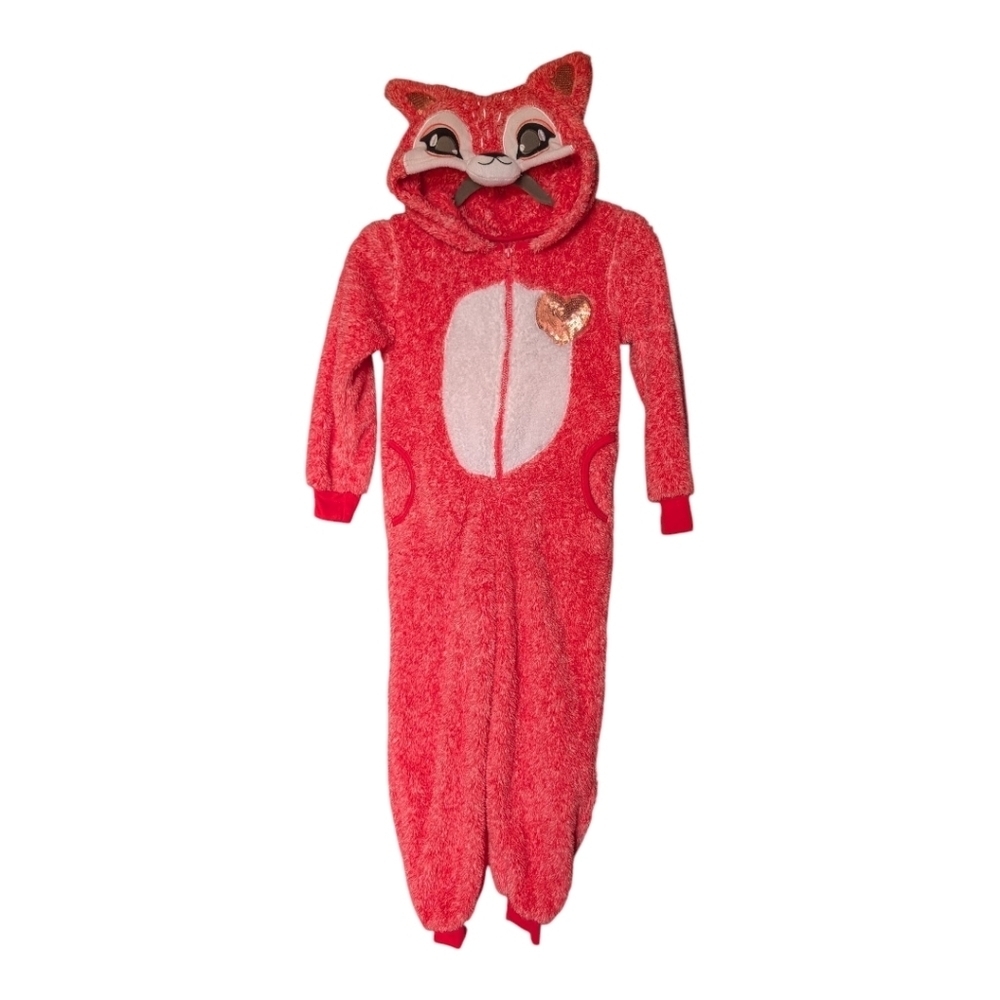 🎃 XS (6) • FunzieTime • Kids Red Fluffy Plush Fox Onesie Pyjama Costume